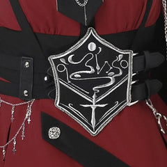 Black Cross Embroidery Waist Belt