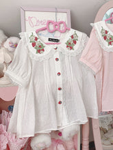 White Strawberry Embroidery Peter Pan Collar Blouse