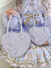 Sophisticated Purple Lolita PU Hand/Shoulder/Crossbody Bag - Beaded Embellishments & Decorative Bow in Mid/Large Size