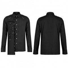 Men's Black Punk Asymmetric Shirt