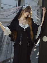 Black Elbow-Length Gloves/Multi-layered Bead Necklace Set