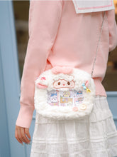 White Bowknot Decorated Cute Plush Lamb Crossbody Ita Bag