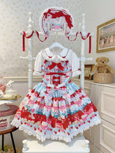 Strawberry and Dessert Print Blue Sweet Lolita Dress