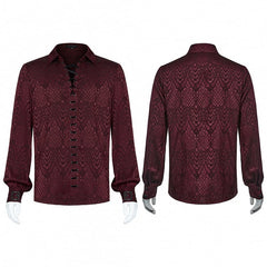 Red Men's Gothic Jacquard Shirt