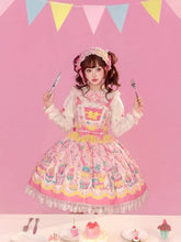 Yellow & Pink Flutter Sleeves Sweet Lolita JSK Dress with Cupcake Prints and Lace Trim