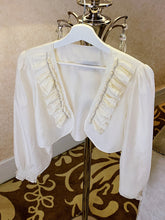 Plus Size Apricot Ruffled Trim Open Placket Rhinestone Embellished Top