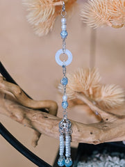 White Chinese Style Beaded Chain - Ring Accents with Tassel Design