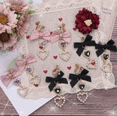 Jirai Kei Bowknot Rhinestone Heart Earrings