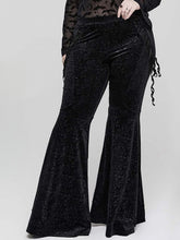 Plus Size-Goth Dark Texture Black Jacquard Flare Pants