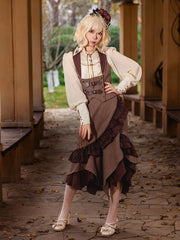 Coffee Steampunk Lolita Waistcoat with Button Details