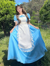 Plus Size Friendly Blue Long Version Maid One Piece + Apron Alice in Wonderland Vibes