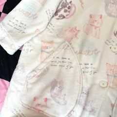 White Cute Kitty Hooded Nightgown/Pajama Pants