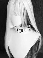 Black & White Highlight 80CM Hime Cut Straight Wig with Bangs
