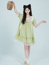 Green Illusion Neckline Sweet Nightgown Lace Trim