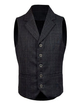 Steampunk Dark Gray Plaid Waistcoat