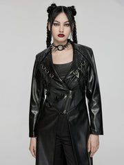 Black Punk Visual Heavy-procesed Leather Jacket