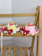 Yellow/Pink Small - sized Sweet Lolita Strawberry Cake Mini Hat