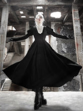 Black Juliette Sleeves Slim Waist Dress Beige Ruffle Neckline Lolita One Piece