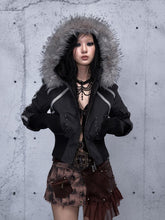Wasteland Punk Dark Grey Hoodie Jacket with Studded Accents & Pocket Design