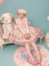 Pink & White Flutter Sleeves Sweet Lolita JSK Dress with Cupcake Prints and Lace Trim