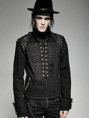 Black Men's Military Coat Vest