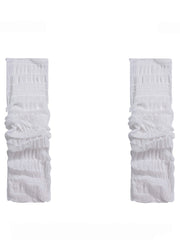White Thin Tulle Ruffled Loose Leg Warmers