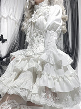 White Ruffle Neckline Gothic Bell Sleeves Shirt