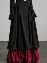 Urban Goth Black & Red Fake Two-Piece Design A-Line Skirt