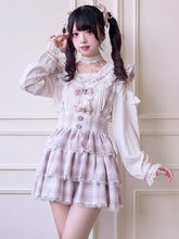 Jirai Kei Pink & White Plaid Overall Skirt Tiered Design with Removable Shoulder Straps Idol Fashion