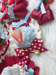 Sweet Lolita Blue Cake Mini Hat With Strawberry Decoration