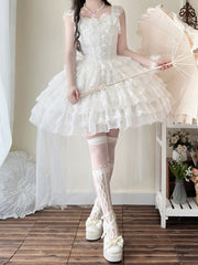White Hanayome Butterfly Fabric Shiro Dress Princess Lolita Jumper Skirt