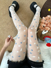 White Y2K Star And Lightning Details Tights
