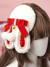 Sweet Lolita Plush Bunny Ear Velvet Bowknot Bell Mini Hat With Clips