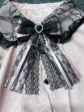 Lace Jirai Kei Bow Tie with Cross Charm and Chain 8 Color Options