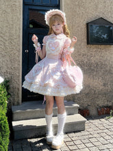 Pink & White Heart Polka Dot Sweetheart Applique Sweet Lolita Dress with Bow Accents