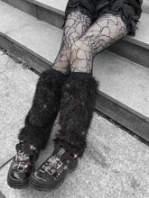 Punk Black Shiny Thread Plush Leg Warmers