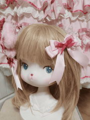 White/Pink Sweet Lolita Plush Bunny Hairclip + Two Bowknot Hairclips