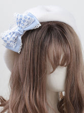 Sweet Lolita White Beret with Detachable Alice Blue Bow
