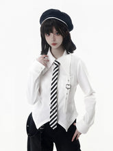 White Slim-Fit Shirt with Pointed Collar and Hem