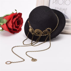 Steampunk Lolita Vintage Gear Metal Chain Mini Top Hat Hairclip