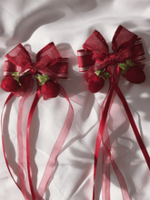Red Long Ribbon Bow Strawberry Decorations Lolita Hairclip