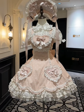 Light Pink & White Lace-Trimmed Sweet Lolita Dress with Heart Motifs and Bows