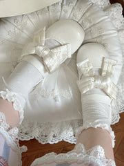 Sweet Style Mary Jane Flats - Lolita Inspired with Bow Decor and Heart Detail Velcro Strap