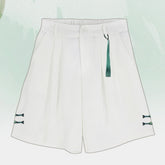 White High Waist Knot Button Detail Shorts with Detachable Tassel Charm