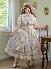 Plus Sizes Available Purple Floral and Polka Dots Print Classic Lolita Skirt