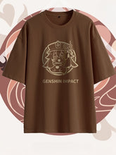 Genshin Impact Hu Tao Inspired Brown Graphic T-shirt