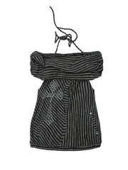Punk Cross Gray Striped Off-the-shoulder Neckline Top