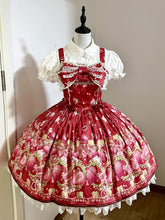 Strawberry and Rosette Print Red Sweet Lolita Jumper Skirt