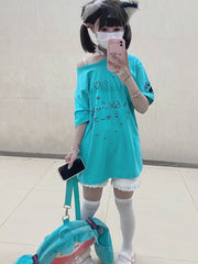 White/Green Graphic T-shirt