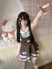 Yellow Shirt with Bear-Ear Sailor Collar and Bow